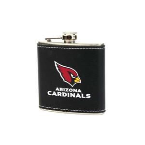 NFL Arizona Cardinals Stainless Steel Leather-Wrapped 6 oz Flask Team Logo